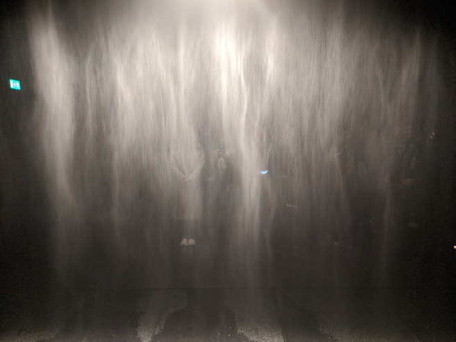A Light, Fine Mist Pours Down in This Room from the Ceiling